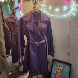 💖💖💖bebe Purple Double-Breasted Trench Coat with Belt💖💖💖
